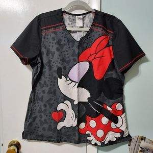Disney Mickey & Minnie scrubs top - size Large